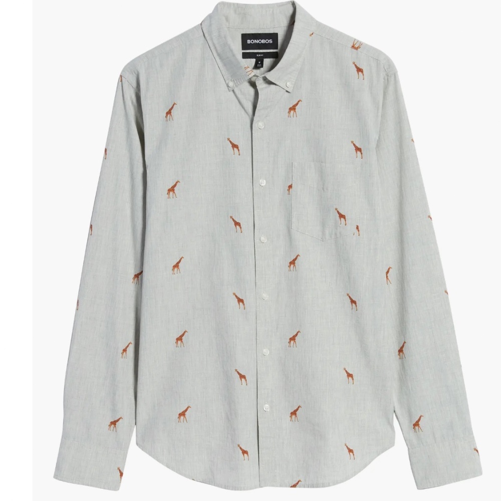 Bonobos Slim Fit Giraffe Print Button-Down Shirt- size M